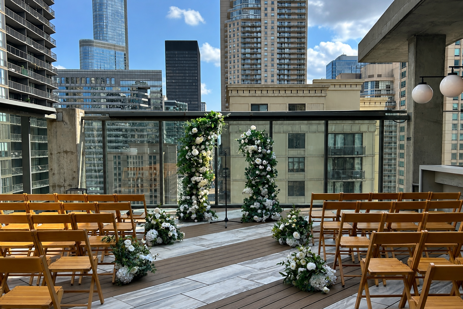 Twenty Six Chicago Rooftop Wedding Ceremony Twenty Six Chicago rooftop wedding ceremony with downtown Chicago skyline views