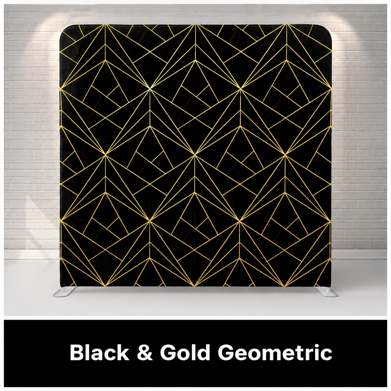 Black & Gold Geometric Photo Booth Backdrop Black and gold geometric photo booth backdrop for weddings